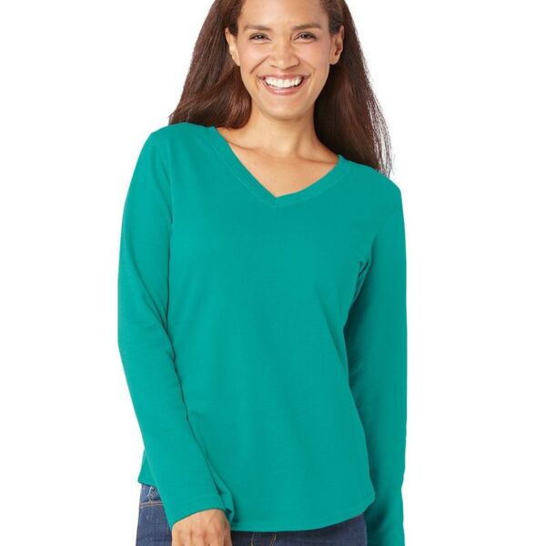 Women's V-Neck French Terry Pullover Thumbnail