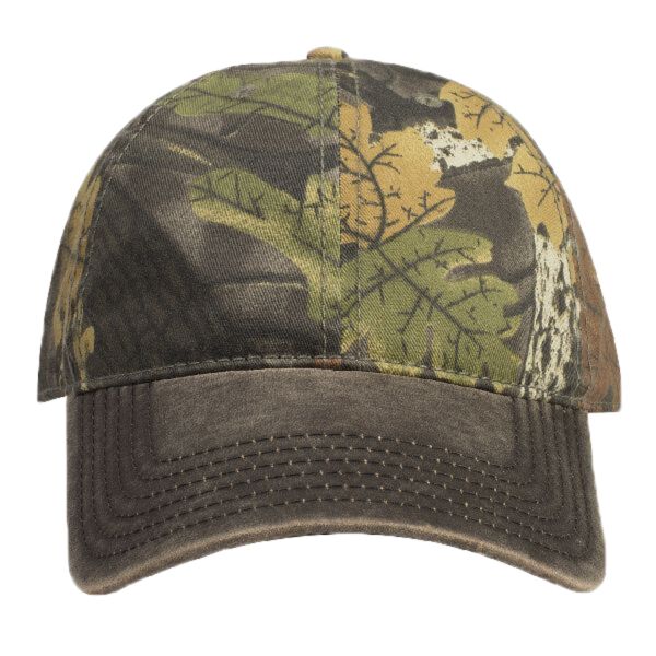 OTTO Camouflage Garment Washed Cotton Blend Twill w/ Heavy Washed PU Coated Back Six Panel Low Profile Baseball Cap Thumbnail