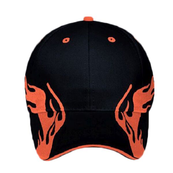 OTTO Flame Pattern Brushed Cotton Twill Sandwich Visor Six Panel Low Profile Baseball Cap Thumbnail