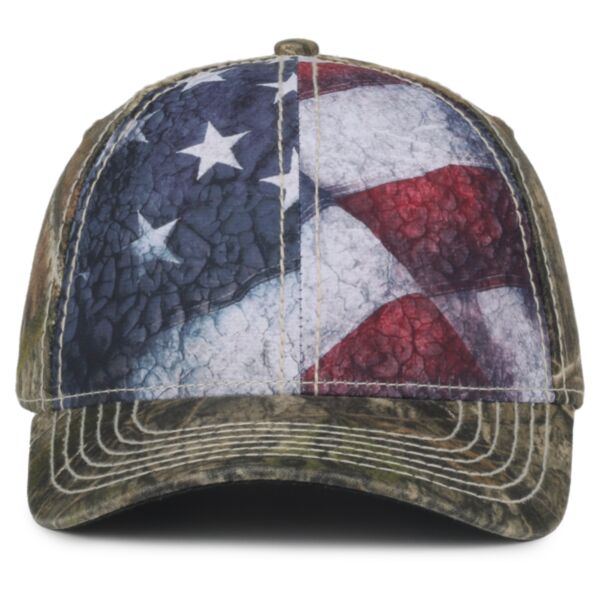 Camo with Flag Sublimated Front Panels Cap Thumbnail